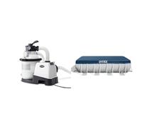 Intex filtre à sable sx1500 4m3/h pour piscine jusqu'à 24m3 & 28037 - Bâche Protection Pour Piscine Rectangulaire Tubulaire 4M X 2M