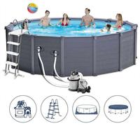 INTEX Graphite Gray Panel Pools Set Piscine 478 x 124 cm la filtration 26384NP