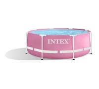 INTEX - Kit piscine metal frame rose ronde - tubulaire - Ø x h : 2,44 x 0,76 m