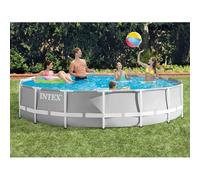 INTEX Kit piscine Prism Frame Ø 457 x 106 cm – Pompe, bâche, tapis de sol, échelle – Ronde