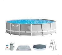INTEX Kit piscine Prism Frame Ø 457 x 106 cm – Pompe, bâche, tapis de sol, échelle – Ronde