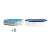 INTEX kit piscine Prism Frame ronde tubulaire 3m05 x 76cm & bâche protection pour piscine ronde 3m05