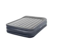 Intex - Matelas gonflable Deluxe Pillow Rest Raised - 2 personnes - 152x203x42 cm (LxLxH) - Gris - Motopompe intégrée - Bleu foncé