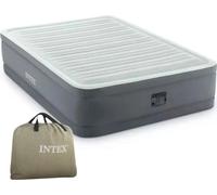Intex Matelas gonflable - PremAire I - Lit Français - 137x191x36 cm (lxLxH) - Gris - Motopompe intégrée