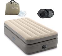 Intex Matelas gonflable - Prime Comfort - 1 personne - 99x191x51 cm (lxLxH) - Gris - Motopompe incorporée