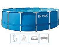 INTEX METAL FRAME Piscine 457 x 122 cm avec systeme de filtration 12 V 28242GN