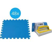 Intex - Pack économique - Dalles de piscine - 6 paquets de 8 dalles - 12m² & brosse à récurer WAYS