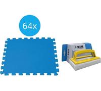 Intex - Pack économique - Dalles de piscine - 8 paquets de 8 dalles - 16m² & brosse à récurer WAYS