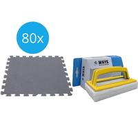 Intex - Pack économique - Dalles de piscine Grijs - 10 paquets de 8 dalles - 20m² & brosse à récurer WAYS