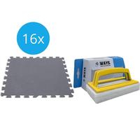 Intex - Pack économique - Dalles de piscine Grijs - 2 paquets de 8 dalles - 4m² & brosse à récurer WAYS