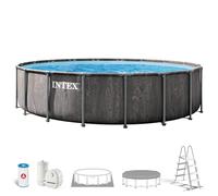 Intex Piscine 26744ND 5,49 m x 1,22 m Greywood Prism Frame Premium Comprend Une Pompe de Filtration, Une échelle de sécurité, Une bâche de Sol et Une Couverture de Piscine