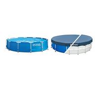 Intex Piscine à Cadre métallique 12 pi x 30 po, Bleue, 366 x 76 cm & bâche Protection pour Piscine Ronde 3m66