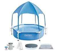 Intex Piscine hors sol cadre en acier Ø 183 cm avec auvent Bleu 700 L