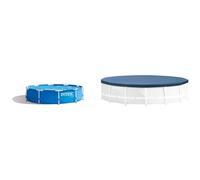 Intex Piscine Cadre Métal - Piscine Hors Sol - Ø 305 x 76 cm & bâche Protection pour Piscine Ronde 3m05