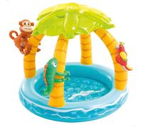Intex Pools Piscine gonflable Tropicale, auvent, sol rembourré, animaux gonflables, 102 cm, Jaune