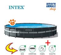 Intex Piscine Hors Sol Ronde XTR Cadre Ø732x132cm avec Pompe à Sable Art. 26340