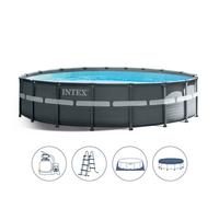 INTEX Piscine Hors Sol Ultraframe XTR 488XH122CM + Pompe À Sable + Échelle +