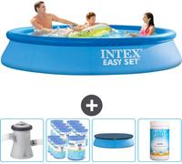 Intex piscine ronde gonflable Easy Set - 305 x 61 cm - bleu - pompe incluse filtre - couverture - chlore