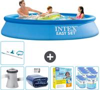 Intex piscine ronde gonflable Easy Set - 305 x 61 cm - bleu - pompe incluse voile solaire - kit d'entretien - filtre - kit de nettoyage