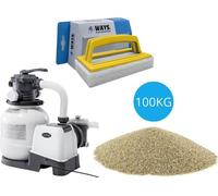 Intex - Pompe à sable 7900 L/u & sable de filtration 100 kg & brosse à récurer WAYS