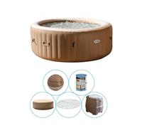 Intex - PureSpa Bubble Massage - Jacuzzi - 196 x 71 cm - Avec housse isolante - Beige