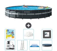 Intex Round Ultra XTR Frame Swimming Pool - 732 x 132 cm - pompe - échelle - bâche de fond - kit de maintenance de la couverture - boules de filtration - carrelage de fond inclus