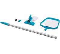 Intex Skimmer Pool Kit de nettoyage Aspirateur de fond Epuisette Télescopique 28002, Set de 3 pièces, manche télescopique 2,39m
