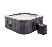 Intex Spa Gonflable carré Greystone Deluxe 4 Personnes, 175 x 175 x 71 cm, Chauffage 2 200 W, Bulles air Chaud, chlorateur salin, épurateur avec Filtre S2 (1 741 l/h), Accessoires Inclus (55093)