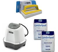 Intex - Système d'eau salée 26662GS & sel de piscine 40 kg & brosse à récurer WAYS