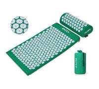 INTEY Kit d'Acupression Tapis Coussin de Massage pour Yoga Traitement des Douleurs Tensions Vert 64×40×2.5cm