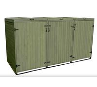 InTheMarket - Rangement pour poubelles à roulettes en Bois - Triple Portes à Ouverture individuelle et sur Le Dessus avec Serrure séparée - Poubelle Non Incluse (Triple Porte, Vert)