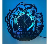 inthetime Horloge disque vinyle avec Jack Sally Simply Meant to Be, thème d'amour gothique Noël cauchemar veilleuse art décoration murale cadeaux pour femmes hommes épouse mari
