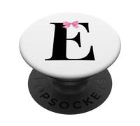 Intial E Coquette Letter Monogram Name with Pink Bow PopSockets PopGrip Adhésif