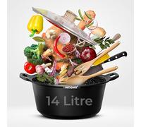 INTIGNIS® Faitout avec couvercle - Grand 36 cm | 12 litres | 16 pouces - Compatible induction - Revêtement céramique antiadhésif GREBLON sans produits chimiques Noir