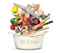 INTIGNIS Faitout avec couvercle - Grand format 32 cm | 10 litres | 15"" - Compatible induction - GREBLON céramique antiadhésif sans produits chimiques revêtement blanc, BP32-36-40