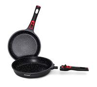 INTIGNIS Lot 24 & 28 cm poêles céramique antiadhésives poignées amovibles - chacune 220 °C - sans PFOA/PTFE/PFAS - compatibilité induction & lave-vaisselle