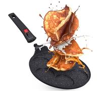 INTIGNIS Poêle à crêpes antiadhésive avec poignée amovible, mini crêpière multi-trous, 7 moules pour crêpes ou œufs, compatible Uthappam S7