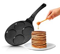 INTIGNIS Poêle à frire antiadhésive avec revêtement en céramique 27 cm pour mini-crêpes | Mini Uthappam | Mini crêpes | Faire frire des œufs | 4 moules | Compatible induction (4 - Fix)
