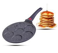 INTIGNIS Poêle à frire en céramique antiadhésive 26cm pour mini-crêpes blinis | Uttapam | ufs à la friture | l'induction sans PFOA chimique (26 cm, 7 Moule)