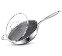 INTIGNIS Poêle à Frire Hybride Premium Extra-Profonde 28 cm avec Couvercle en Verre - Acier Inoxydable, Anti-adhésif Sans PFOA, Induction, Passe au Four & Lave-Vaisselle