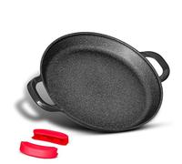 INTIGNIS Poêle à paella professionnelle, grande poêle à frire de 40 cm, aluminium, revêtement en marbre antiadhésif, sans produits chimiques, pour tous les feux à induction, passe au four