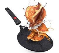 INTIGNSI® Poêle À Pancakes 27 Cm 4 Cavités - Manche Amovible Gain De Place, Revêtement Céramique Antiadhésif Sans PFOA, Indicateur De Chaleur, Tous Feux Dont Induction, Lave-Vaisselle
