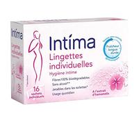 INTIMA Lingettes Hygiène Intime - 16 Sachets Individuels, Pratiques et Douces pour votre Toilette Intime - Lot De 4