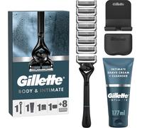 Intimate Pour Homme, Manche De Rasoir + 8 Recharges, Crème De Rasage + Nettoyant 2 En 1, Pour Un Rasage Confortable Et Efficace