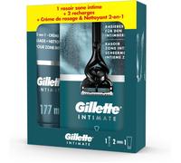 Intimate Rasoir Pour Les Zones Intimes Pour Hommes, Coffret Avec Manche Et 2 Cartouches De Recharge A 5 Lames Anti-Friction, Crème De Rasage, Nettoyant A L`Aloe Vera Pour Soin Du Pubis[Z666]