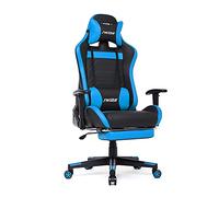 Intimate WM Heart Chaise Gaming, Racing Chaise de Bureau Ergonomique, Fauteuil de Bureau Gamer, avec Repose-Pied Siège de Jeu Pivotant en Similicuir, Hauteur et Accoudoirs Réglables (Bleu)