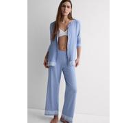 Intimissimi Set de pyjama long ouvert devant en modal avec dentelle Femme Bleu Taille S
