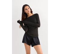 Intimissimi T-shirt col bateau en modal avec cachemire léger lamé Femme Noir Taille M