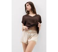 Intimissimi T-shirt manches courtes à col en V en lin THE PURE LINEN Femme Marron Taille L