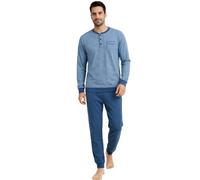 Intimitaly Vanuè Pyjama Homme Coton Long 100% Maillot Manches Longues et Pantalon Léger Respirant Printemps Été, Vs1221 Var-2, XXL